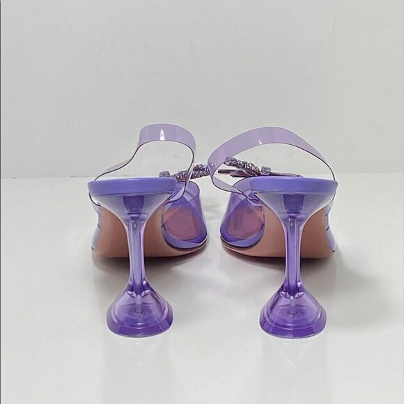 Amina Muaddi Rosie Crystal-Embellished Transparent Slingback Pumps size 39 - Picture 10 of 13